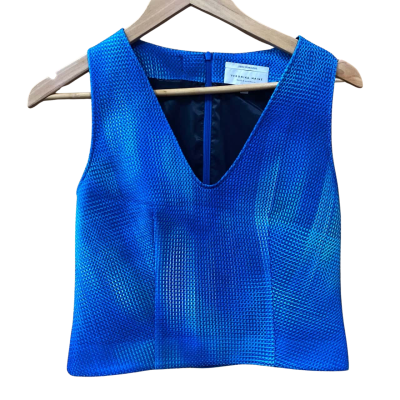 Veronika Maine Blue Mesh Cropped Top Size 6