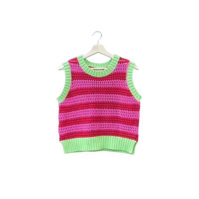 Gorman Size 10 Sleeveless Top Green/Multicoloured/Pink/Red/Striped 