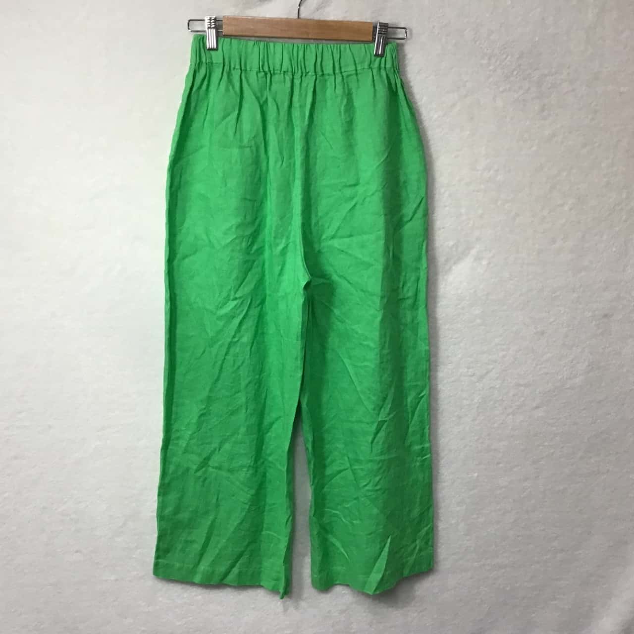 *REDUCED* Sportsgirl Womens Size 8 Lime Green 100 Linen Wide Leg Pull