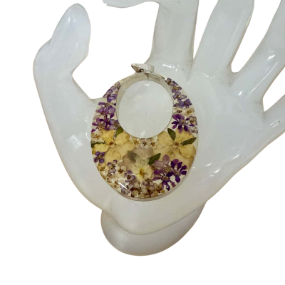 Sterling Silver & Resin Floral Pendant