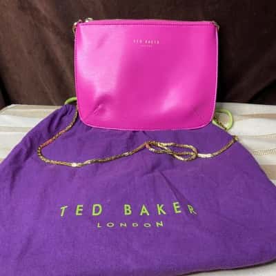 Ted Baker Small  Cross Body Bag Hot Pink with Gold Chain