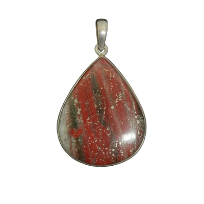  Sterling Silver 925 Red Jasper Gemstone Pendant