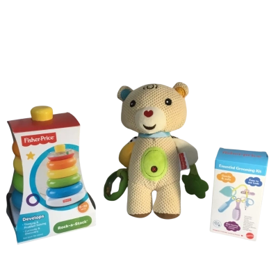  Fisher Price Rock a Stack, Grooming Kit and Bear as pictured