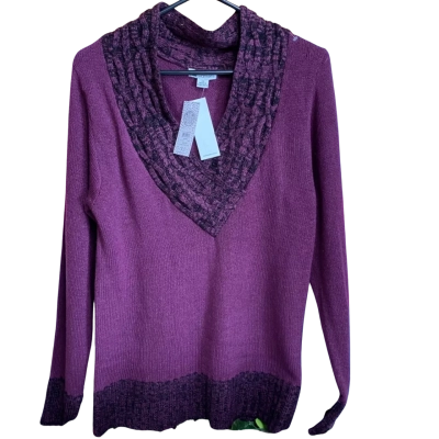 Womens Shawl Neck Jumper Wine Size XS 