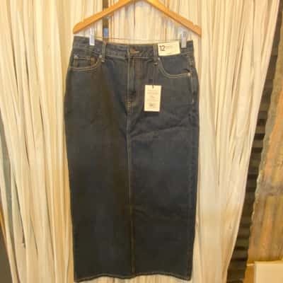 Glassons Womens  Size 12 Denim Skirt / Maxi Skirt Navy Blue 