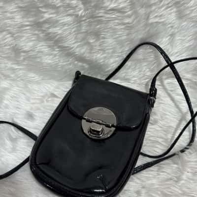 Mimco Womens Black  / Silver leather phone bag