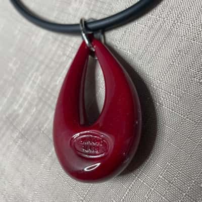 Murano glass teardrop pendant necklace - Murano Stamped