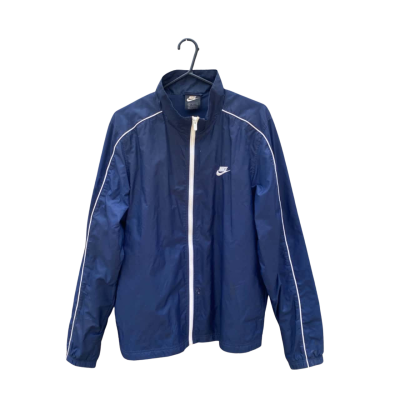 Mens Nike Size L Raincoat Jacket Navy Blue / Striped / White 