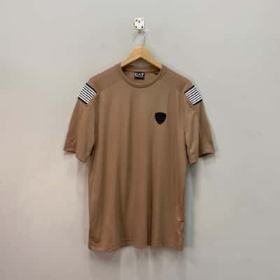 Emporio Armani EA7 Mens  Size M Short Sleeve T-shirt Brown 