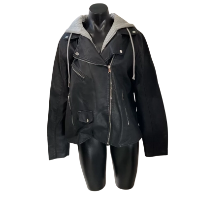 YOU + ALL  Womens  Size 16 Leather Jacket Black  / Grey 