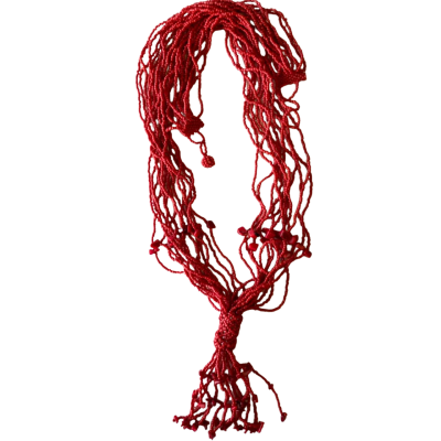 Multi strand Womens Beaded Necklace Red /scarlet
