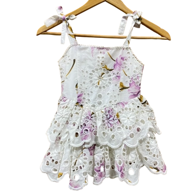 Bardot Junior Kids White/Floral Broderie Dress Size 4