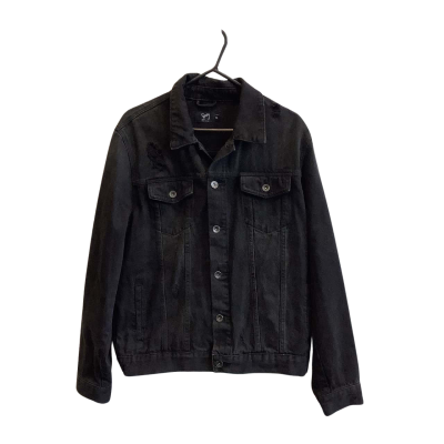 Stray Men's Size XL Distressed Denim Jacket Black  