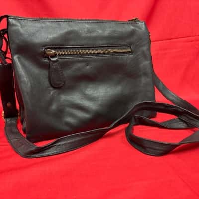 Travel and Living Black Double Zip Shoulder Bag 
