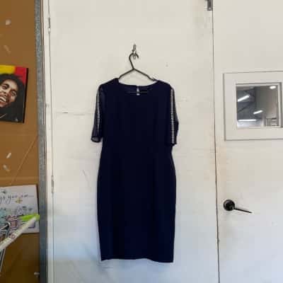 Liz Jordan Womens  Size 14 Cocktail Dress Navy Blue / Silver 