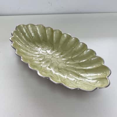Julia Knight 8.25 Peony Fluted Oval Bowl Kiwi Green 