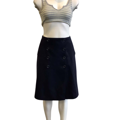 Sportscraft Women's Size 10 Wool Blend Midi Wrap Skirt Navy Blue 