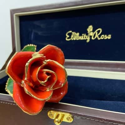 The Eternity Rose, Nautral Rose glazed and dipped in 24k gold 