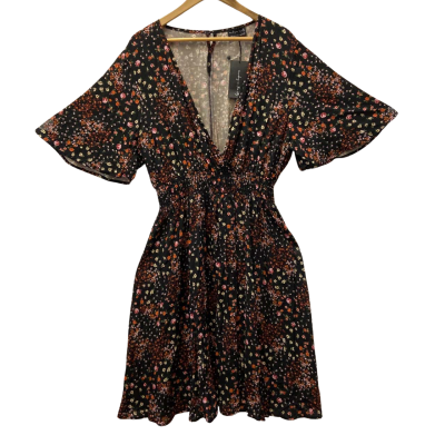 *NEW* Sunday In The City Women's Young World Print Dress Plus Size 22 - Black Floral (RRP $119.99)