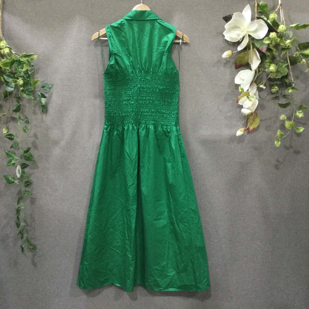 green dress witchery Berylove Women Ruffles Tiered Bridesmaid Dress with Slit Green Floral A Line Maxi Wedding Party Guest Dress, Green / US24W main image 1