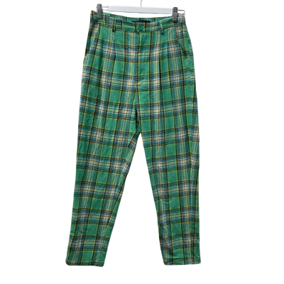 Dangerfield Womens  Size 8 High Waisted Pants Checked / Green - 98% Cotton