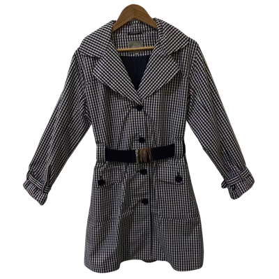 Yarra Trail Womens  Size 14 Trench Coat Gingham / Navy Blue 
