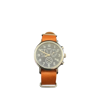 TIMEX Unisex Watch Brown / Navy Blue / Silver UNTESTED- needs battery