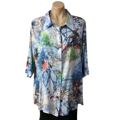 Elegant Womens Size 18 Multicoloured / Pattern 3/4 Sleeve Shirt (new)
