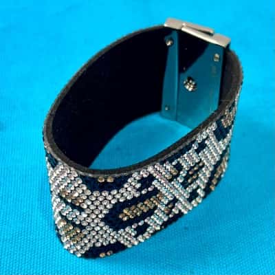 Jacqueline Kent Animal Print Bling Cuff Bracelet 