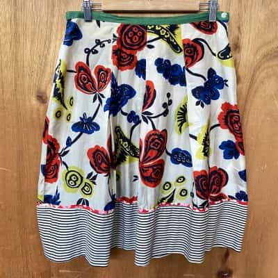 Trelise Cooper Floral/Striped Silk Skirt Size 10  