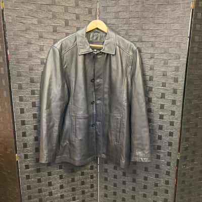 Profile Mens leather jacket Mens  Size L Black  