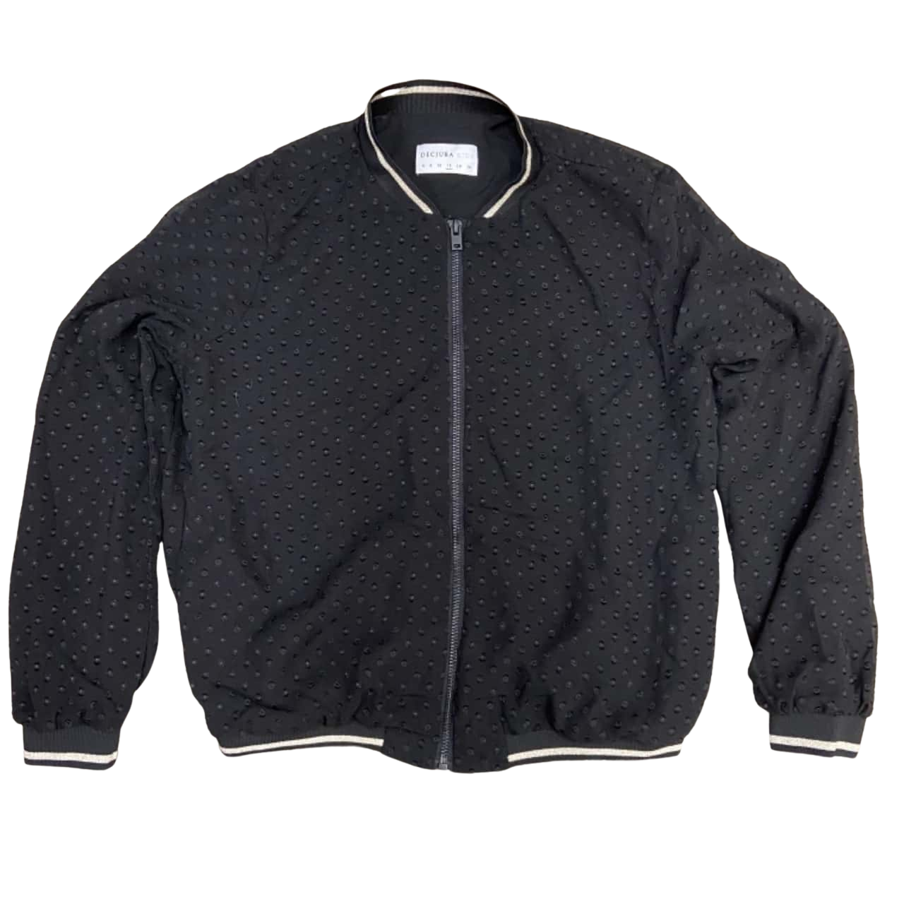 Decjuba Kids Light Black and Gold Trimmed Bomber Jacket Size 12yrs(s)