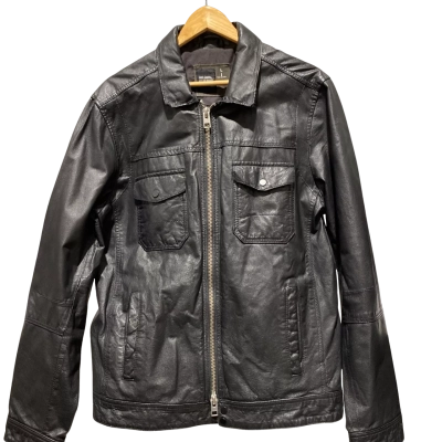 Just Jeans Retro Womens  Size L Leather Zip Jacket Black  