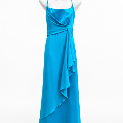 Mari Gourlay Teal Satin Lace-Up  Formal Dress / Maxi Dress - Size 12