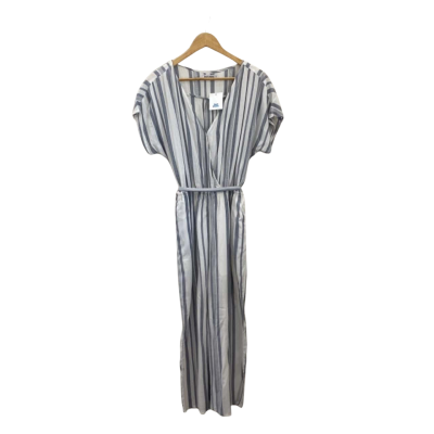 Just Jeans Womens  Size 12 Short Sleeve Jumpsuit Grey / Striped / White 