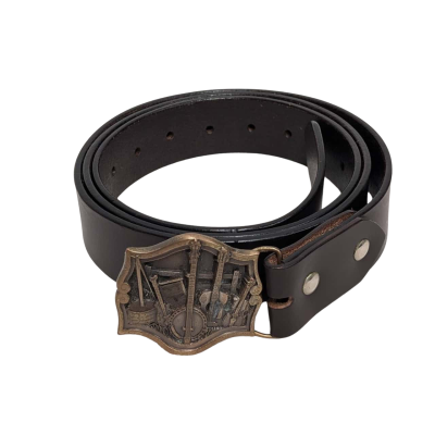 Brown Leather Belt with Vintage American Buckle