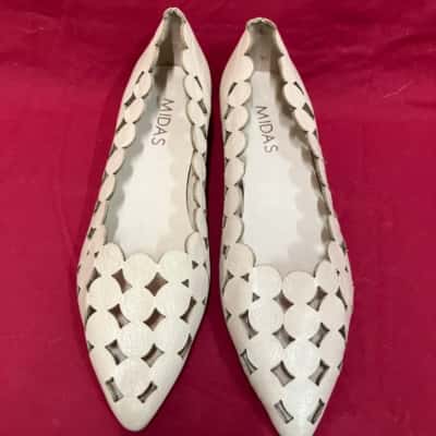 Midas Women's  Size 38 Elanna Nude Leather Loafers