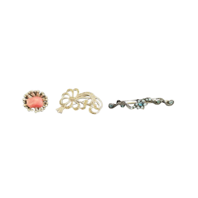  Womens Retro vintage Brooch collection (3) Blue / Pink  / Silver 
