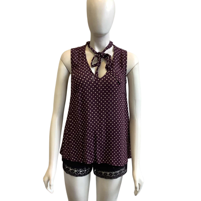 Zimmermann Women's Brand Size 0 Sleeveless Top Maroon Polka Dot 