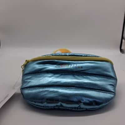 Womens  Marc Jacobs blue matelic waste bag with yellow strap 