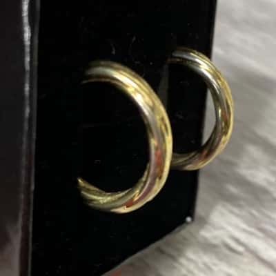 Sterling silver 1/20 9ct gold hoop earrings 