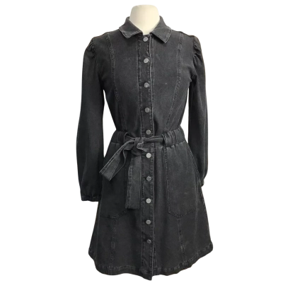 French Connection Womens  Size 8 Button Up Charcoal Denim Dress 