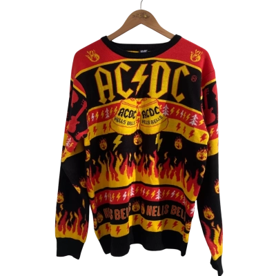 AC/DC Hells Bells Mens  Size XXL Jumper Black  / Red / Yellow 