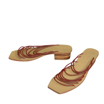  St. Agni Leather 'Innes Sandal' (Size 38) Tan Brown  / Red 