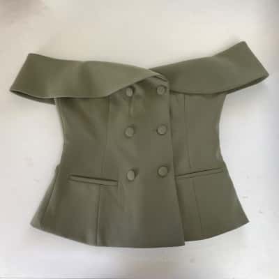 Meshki Military Olive Krista Strapless Suiting Top  Size M