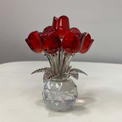 Glass Rose & Metal decorative ornament