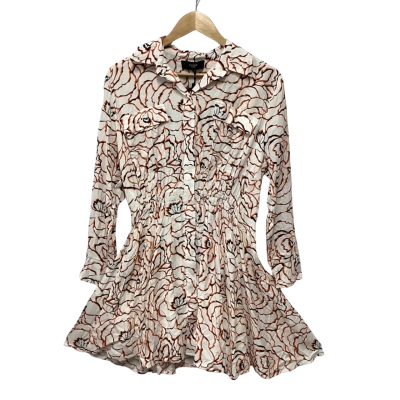 Basque Womens  Size 10 Long Sleeve Dress Black  / Orange / Pattern / White 