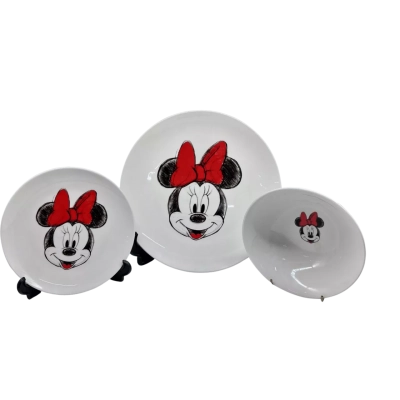 DISNEY MINNIE MOUSE DINNER PLATE BOWL AND SIDE PLATE