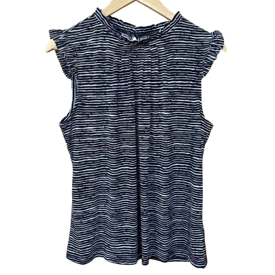 Adrianna Papell Black/White Striped Top Size L