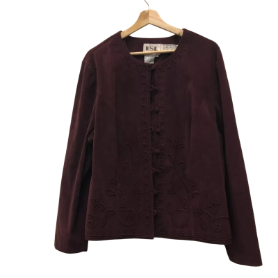 Vintage KSL Karin Stevens Womens  Size 18W Blazer Maroon 